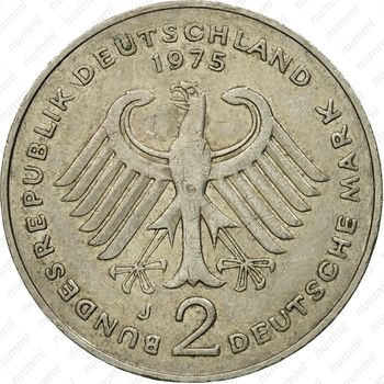2 марки 1975, J, Теодор Хойс, 20 лет Федеративной Республике (1949-1969) [Германия] - Аверс