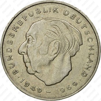 2 марки 1975, J, Теодор Хойс, 20 лет Федеративной Республике (1949-1969) [Германия] - Реверс