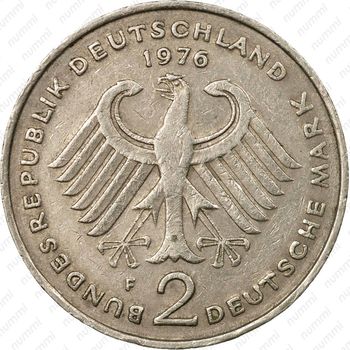 2 марки 1976, F, Конрад Аденауэр, 20 лет Федеративной Республике (1949-1969) [Германия] - Аверс