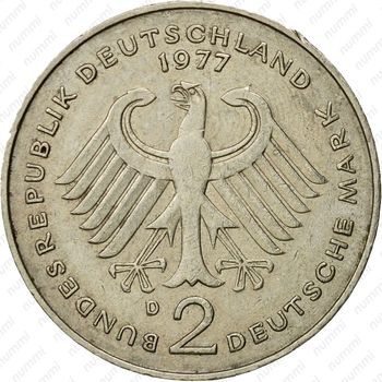2 марки 1977, D, Конрад Аденауэр, 20 лет Федеративной Республике (1949-1969) [Германия] - Аверс