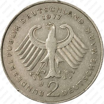 2 марки 1977, J, Конрад Аденауэр, 20 лет Федеративной Республике (1949-1969) [Германия] - Аверс