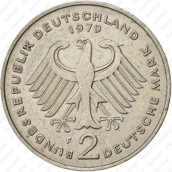 2 марки 1979, F, Курт Шумахер, 30 лет Федеративной Республике (1949-1979) [Германия] - Аверс