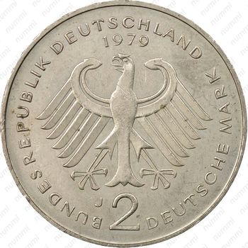 2 марки 1979, J, Курт Шумахер, 30 лет Федеративной Республике (1949-1979) [Германия] - Аверс