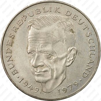 2 марки 1979, J, Курт Шумахер, 30 лет Федеративной Республике (1949-1979) [Германия] - Реверс