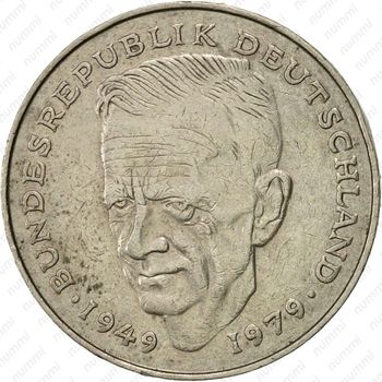 2 марки 1980, F, Курт Шумахер, 30 лет Федеративной Республике (1949-1979) [Германия] - Реверс