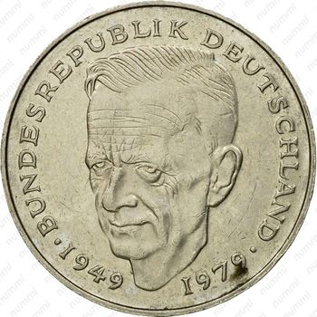 2 марки 1982, F, Курт Шумахер, 30 лет Федеративной Республике (1949-1979) [Германия] - Реверс