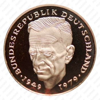2 марки 1987, J, Курт Шумахер, 30 лет Федеративной Республике (1949-1979) [Германия] - Реверс