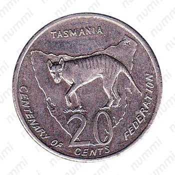 20 центов 2001, Тасмания [Австралия] - Реверс