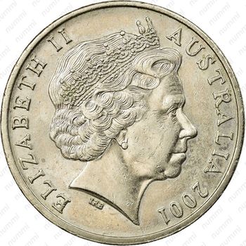20 центов 2001, утконос [Австралия] - Аверс