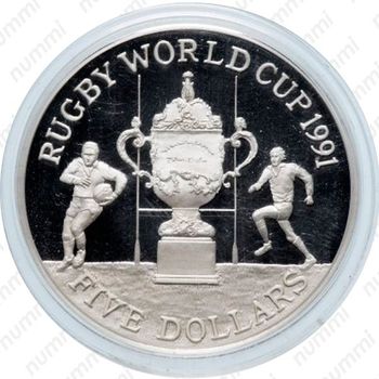 5 долларов 1991, Чемпионат мира по регби [Австралия] Proof - Реверс