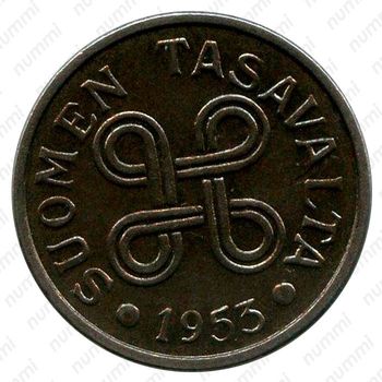 5 марок 1953, железо [Финляндия] - Аверс