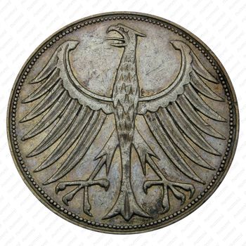 5 марок 1957, G, знак монетного двора: "G" - Карлсруэ [Германия] - Аверс
