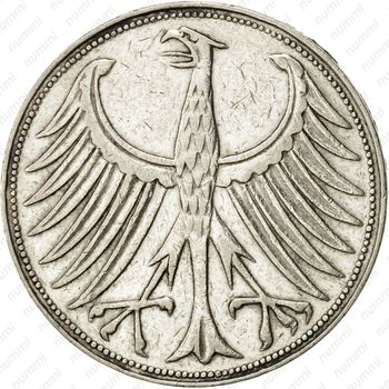 5 марок 1958, F, знак монетного двора: "F" - Штутгарт [Германия] - Аверс
