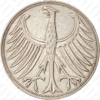 5 марок 1958, G, знак монетного двора: "G" - Карлсруэ [Германия] - Аверс