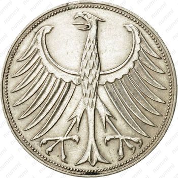 5 марок 1959, G, знак монетного двора: "G" - Карлсруэ [Германия] - Аверс