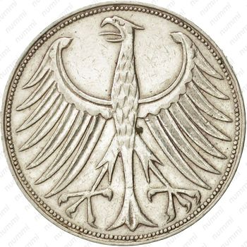 5 марок 1961, F, знак монетного двора: "F" - Штутгарт [Германия] - Аверс