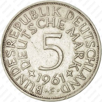 5 марок 1961, F, знак монетного двора: "F" - Штутгарт [Германия] - Реверс