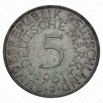 5 марок 1961, J, знак монетного двора: "J" - Гамбург [Германия] - Реверс