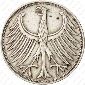 5 марок 1963, F, знак монетного двора: "F" - Штутгарт [Германия] - Аверс
