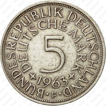 5 марок 1963, F, знак монетного двора: "F" - Штутгарт [Германия] - Реверс