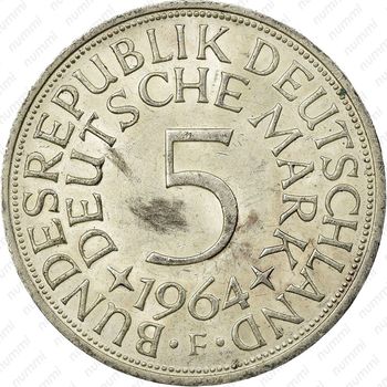 5 марок 1964, F, знак монетного двора: "F" - Штутгарт [Германия] - Реверс