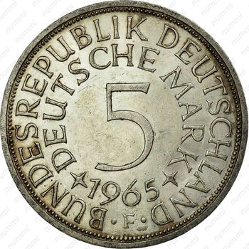 5 марок 1965, F, знак монетного двора: "F" - Штутгарт [Германия] - Реверс