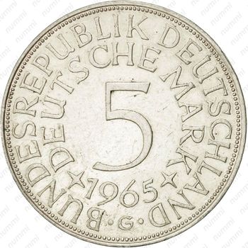 5 марок 1965, G, знак монетного двора: "G" - Карлсруэ [Германия] - Реверс