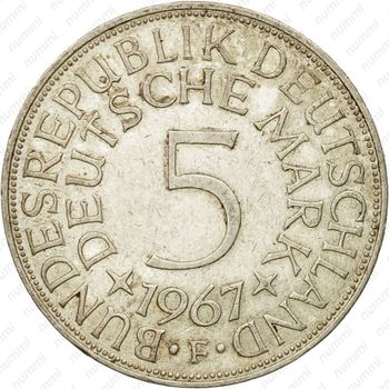 5 марок 1967, F, знак монетного двора: "F" - Штутгарт [Германия] - Реверс