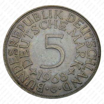 5 марок 1968, G, знак монетного двора: "G" - Карлсруэ [Германия] - Реверс