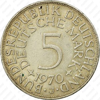 5 марок 1970, J, знак монетного двора: "J" - Гамбург [Германия] - Реверс