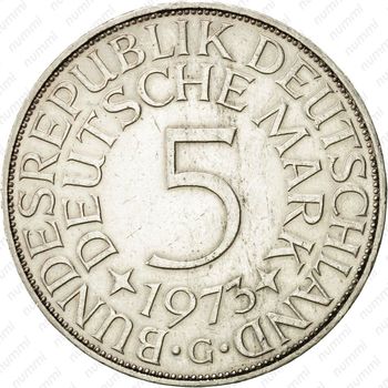 5 марок 1973, G, знак монетного двора: "G" - Карлсруэ [Германия] - Реверс