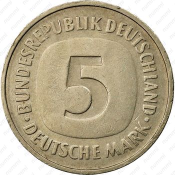 5 марок 1975, G, знак монетного двора: "G" - Карлсруэ [Германия] - Реверс