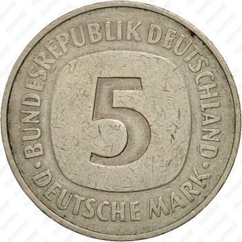 5 марок 1975, J, знак монетного двора: "J" - Гамбург [Германия] - Реверс