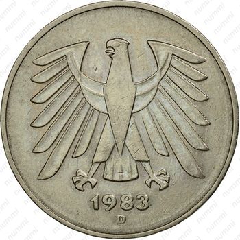 5 марок 1983, D, знак монетного двора: "D" - Мюнхен [Германия] - Аверс