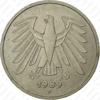 5 марок 1989, F, знак монетного двора: "F" - Штутгарт [Германия] - Аверс