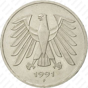 5 марок 1991, F, знак монетного двора: "F" - Штутгарт [Германия] - Аверс
