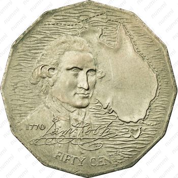 50 центов 1970, 200 лет австралийскому путешествию капитана Кука [Австралия] - Реверс