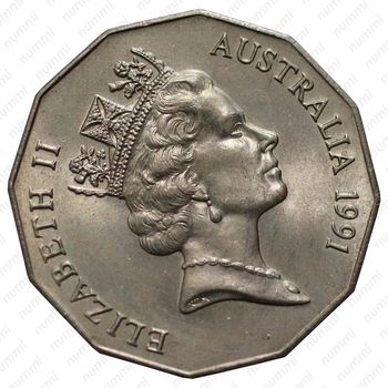 50 центов 1991, 25 лет с момента перехода на десятичную систему национальной валюты [Австралия] - Аверс