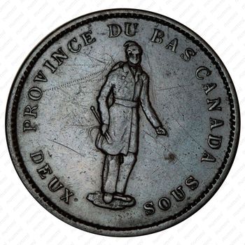 1 пенни 1837, надпись на лентах: City Bank [Канада] - Аверс