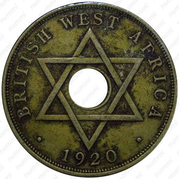 1 пенни 1920, H, знак монетного двора: "H" - Хитон, Бирмингем [Британская Западная Африка] - Реверс