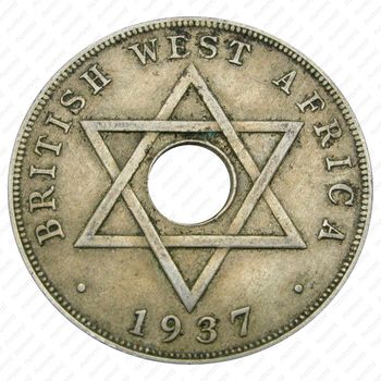 1 пенни 1937, H, знак монетного двора: "H" - Хитон, Бирмингем [Британская Западная Африка] - Реверс