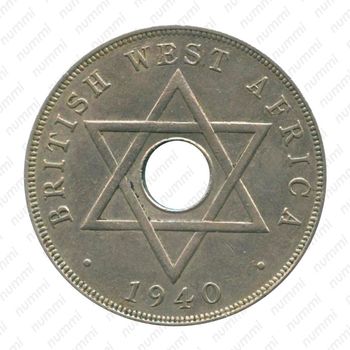 1 пенни 1940, H, знак монетного двора: "H" - Хитон, Бирмингем [Британская Западная Африка] - Реверс