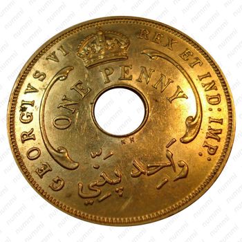 1 пенни 1940, KN, знак монетного двора: "KN" - Кингз Нортон Металл, Бирмингем [Британская Западная Африка] - Аверс