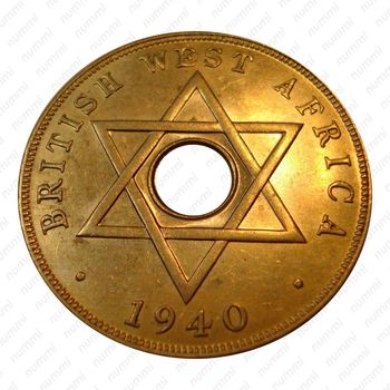1 пенни 1940, KN, знак монетного двора: "KN" - Кингз Нортон Металл, Бирмингем [Британская Западная Африка] - Реверс