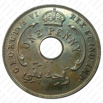 1 пенни 1946, KN, знак монетного двора: "KN" - Кингз Нортон Металл, Бирмингем [Британская Западная Африка] - Аверс
