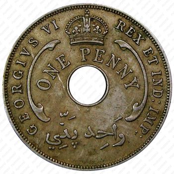 1 пенни 1947, H, знак монетного двора: "H" - Хитон, Бирмингем [Британская Западная Африка] - Аверс