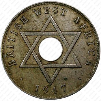 1 пенни 1947, H, знак монетного двора: "H" - Хитон, Бирмингем [Британская Западная Африка] - Реверс