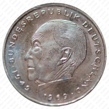 2 марки 1974, F, Конрад Аденауэр, 20 лет Федеративной Республике (1949-1969) [Германия] - Аверс