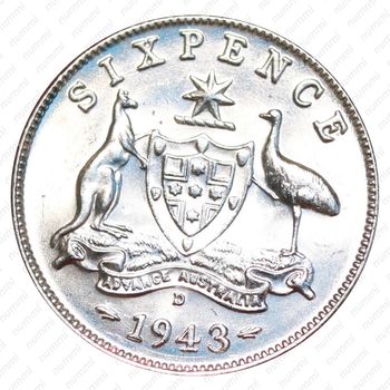 6 пенсов 1943, D, знак монетного двора [Австралия] - Реверс