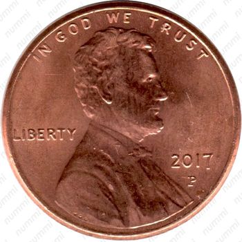 1 цент 2017, P, Линкольн - щит (Lincoln Shield Cent) [США] - Аверс